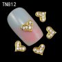 TN812 сърце с камъчета  в златиста основа бижу за нокти декорация украса за маникюр