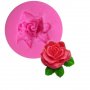 Малка разцъфнала розичка с листа силиконов молд форма за декорация торта фондан шоколад и др