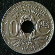10 сантима 1934, Франция, снимка 1 - Нумизматика и бонистика - 11689006