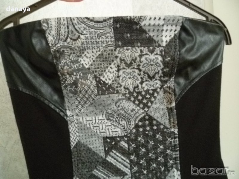 Дамска къса рокля с кожени елементи джобчета туника без ръкави, снимка 1