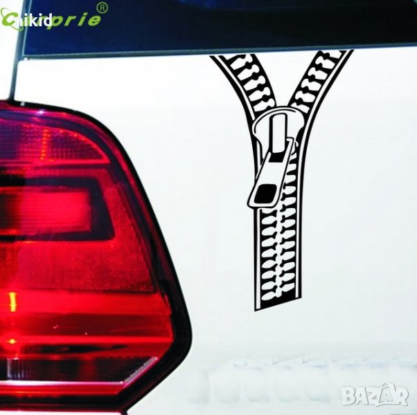 3D авто стикер лепенка за автомобил кола цип черен бял, снимка 1