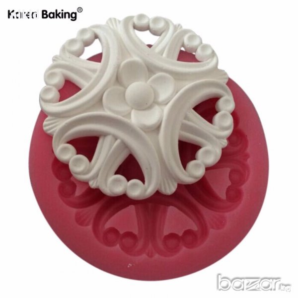 красиво и модерно цвете кръгъл молд форма силиконова украса торта фондан шоколад и др., снимка 1
