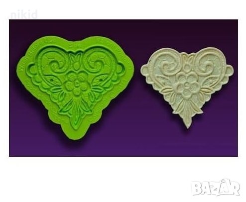 #3 marvelous серия плетено сърце с цвете дантела силиконов молд форма декорация торта фондан , снимка 1