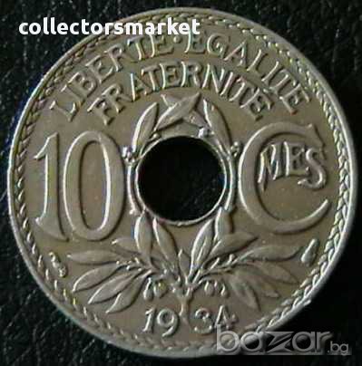 10 сантима 1934, Франция, снимка 1