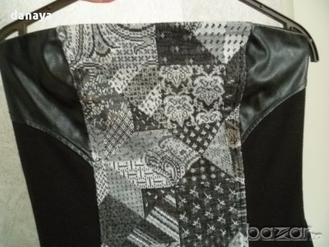 Дамска къса рокля с кожени елементи джобчета туника без ръкави