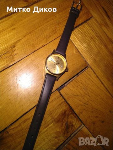 Ermano Swiss made Quartz-швейцарски часовник с датник 10микрона златно покритие кутия, снимка 5 - Дамски - 24444569