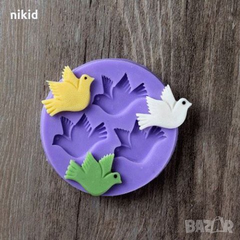 гълъб 3 малки гълъбчета силиконов молд форма фондан торта мъфини украса декор сватба 