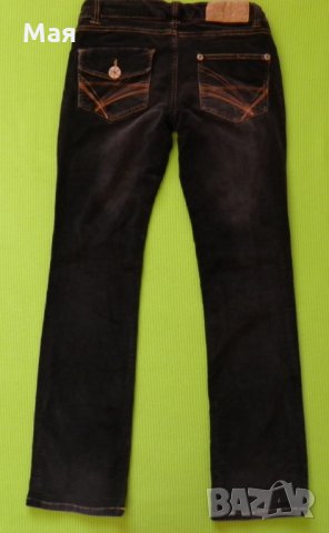 Fishbon черни дамски джинси от ситно кадифе, снимка 2 - Дънки - 26187299