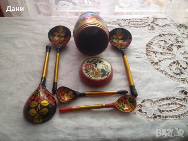 Ръчно рисувани, руски предмети+подарък ножове и брошка, снимка 4 - Антикварни и старинни предмети - 22411856