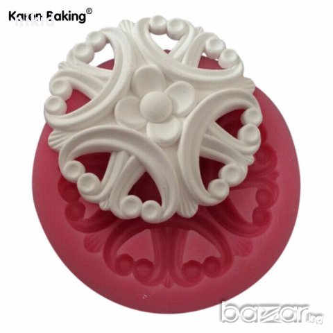 красиво и модерно цвете кръгъл молд форма силиконова украса торта фондан шоколад и др.