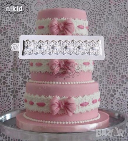 Вмъкнат ширит ивица борд кант дантела силиконов молд форма декорация украса фондан торта мъфини и др