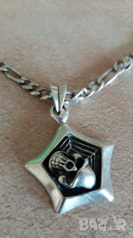 Сребърно масивно колие с череп., снимка 1