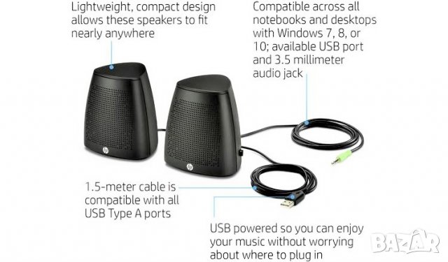 Високоговорител HP S3100, USB тонколони, 2.4W, Нови, снимка 4 - Тонколони - 25224274