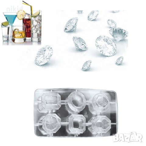 6 Големи различни диаманти кристали камъни силиконов молд форма фондан  лед гипс сапун бижута смола, снимка 2 - Други - 21731392