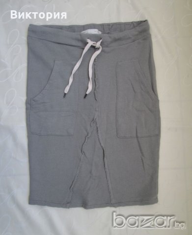 Плетена есенно-зимна пола в сивкава гама с два джоба отпред на YAYA, размер S, снимка 1