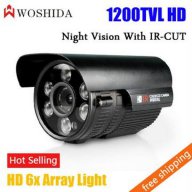 1200tvl 1/4" HD IR LED IR-CUT 6 Array Охранителна Ден/Нощ Камера. Удароусточива. Водоустойчива., снимка 2 - Камери - 10962201