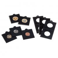  НОВО - ЧЕРНИ - самозалепващи се картончета за монети  -"LEUCHTTURM", снимка 1 - Нумизматика и бонистика - 25712481