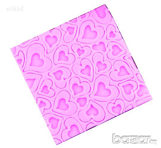 силиконова форма отливка дантела квадрат големи сърца молд за украса декорация фондан торта мъфин, снимка 1