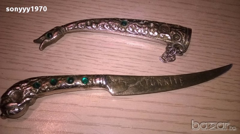 Turkiye-нож с кания-метални-19см-внос швеицария, снимка 1