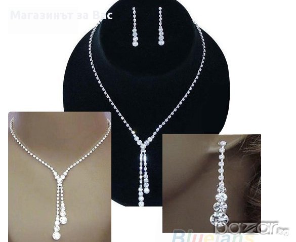 Колие и висящи обеци с камъни, снимка 1