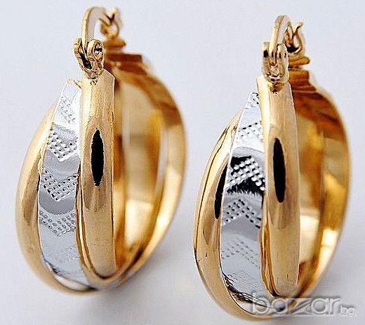 Атрактивни масивни навити халки от бяло и жълто 14к попълнено злато 25 лв.