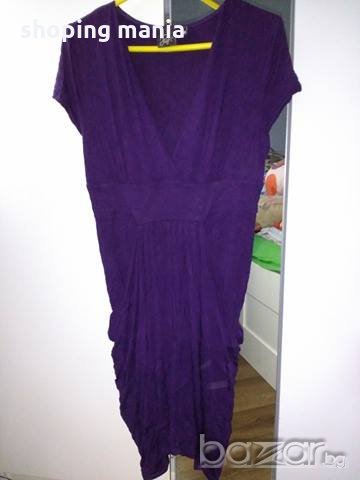 жестока лилава рокля с големи джобове м/л, снимка 7 - Рокли - 19528564