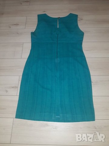 Син дамски костюм рокля и сако