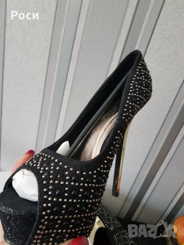 Нови елегантни,  официални обувки с диамантени детайли, ток с платфарма - 38,39 номер, снимка 3 - Дамски елегантни обувки - 24768237