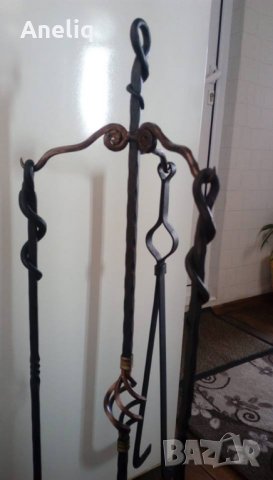 Стойка за камина от ковано желязо, изцяло ръчна изработка, снимка 4 - Други стоки за дома - 23595289