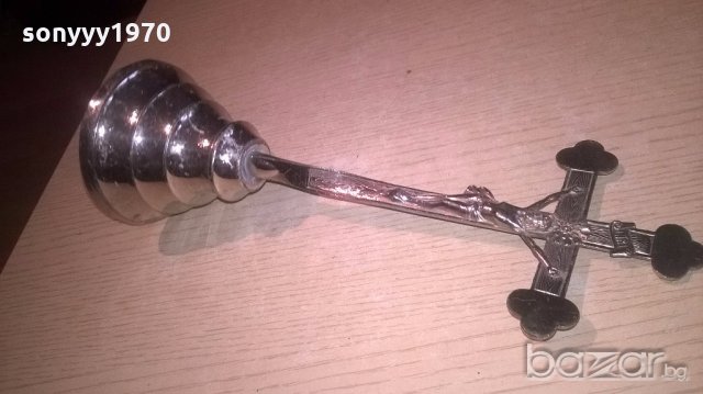 красив метален кръст с основа-26х11см-внос швеицария