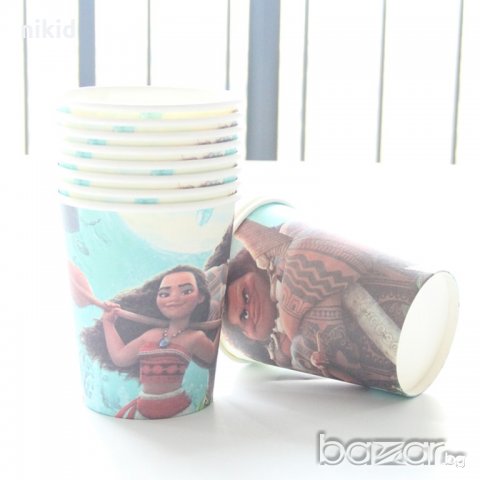 Принцеса Ваяна Моана Moana 10 бр картонени чаши чашки парти рожден ден