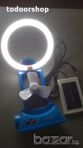 НАМАЛЕНИЕ! Настолна лампа вентилатор със соларен панел, снимка 1 - Настолни лампи - 11844713
