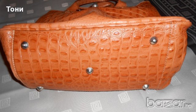 Кафява  кожена чанта genuine leather Made in Italy, снимка 4 - Чанти - 20925504