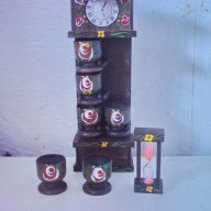 Стара поставка с чаши и пясъчен часовник, снимка 1 - Антикварни и старинни предмети - 9481169