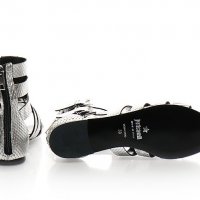 ПРОМО 🍊 JUST CAVALLI 🍊 Дамски сребристи сандали тип гладиатор от ест. кожа 37 номер нови с кутия, снимка 8 - Сандали - 21434010