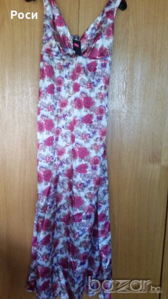 Красива, флорална дълга рокля от коприна, снимка 1