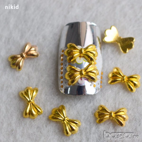 златисти панделки бижу за нокти декорация украса маникюр, снимка 1