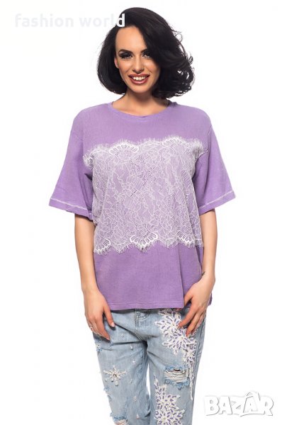 Дамска тениска с дантела, снимка 1
