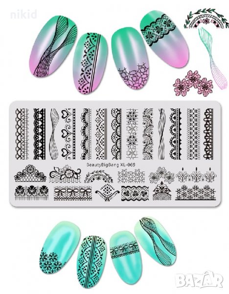 BeautyBigBang XL-069 плочка / щампа шаблон за печат на нокти маникюр, снимка 1