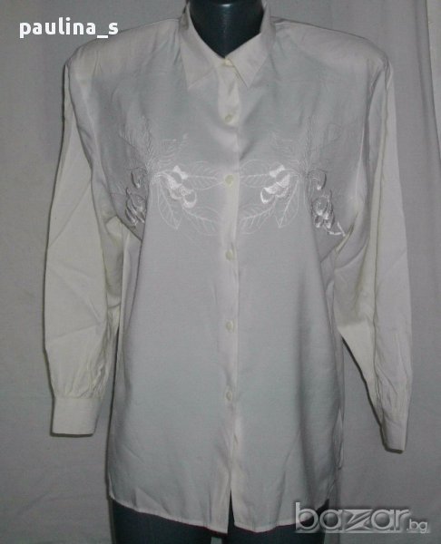 Дамска копринена риза тип туника със сатенени бродерии / голям размер , снимка 1