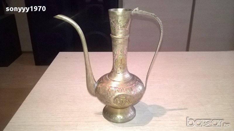 Ретро чаиник-мед/месинг-21х19х9см-внос швеицария, снимка 1