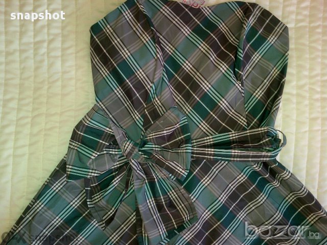 Нова Рокля Тафта Зелено бяло Черно Сиво, снимка 2 - Рокли - 11209523