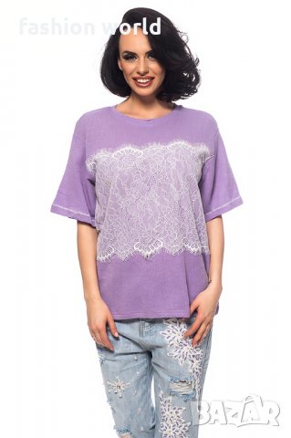 Дамска тениска с дантела