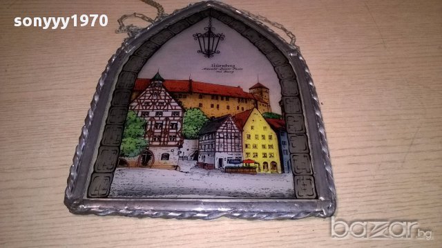 Nurnberg-germany-27х20см-витраж-ретро колекция-внос швеицария, снимка 11 - Антикварни и старинни предмети - 17306077