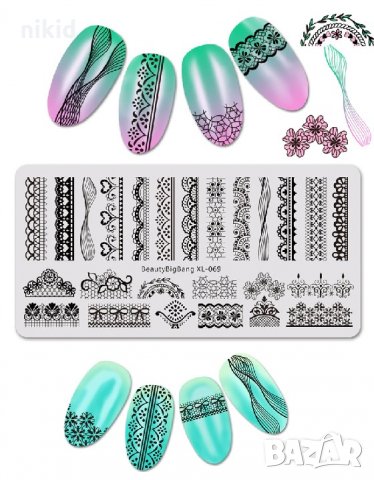 BeautyBigBang XL-069 плочка / щампа шаблон за печат на нокти маникюр