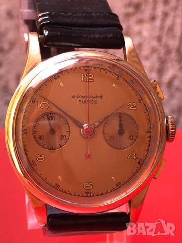 Златен мъжки ръчен часовник от розово злато хронограф CHRONOGRAPHE SUISSE, снимка 3 - Мъжки - 22907742
