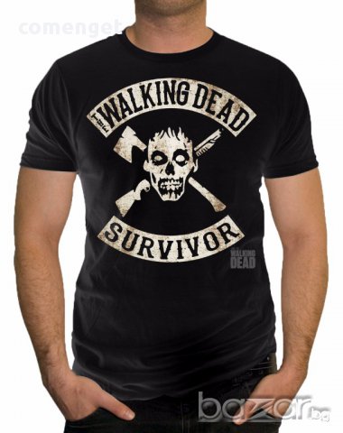 NEW! Мъжка тениска WALKING DEAD с ХЕЛОУИН ZOMBIE ЗОМБИ принт! Поръчай модел С Твоя Снимка или идея!