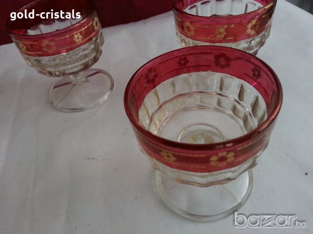  кристални чаши италия с позлата, снимка 8 - Антикварни и старинни предмети - 19846396