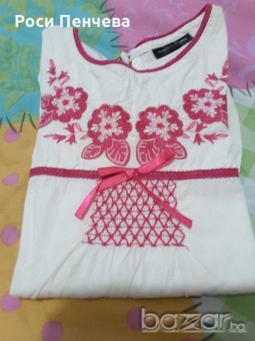 Туника за момиче ,цвят бял с розова бродерия ,размер 110 см, снимка 3 - Детски Блузи и туники - 20407150