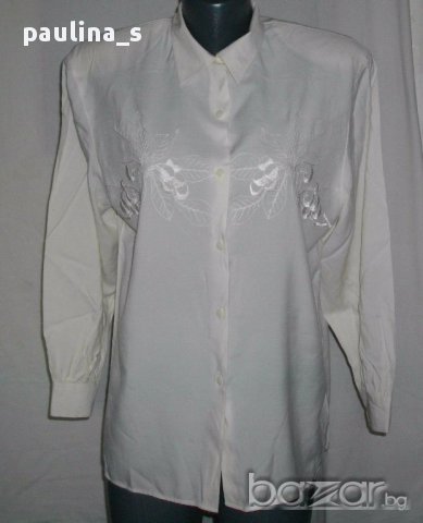 Дамска копринена риза тип туника със сатенени бродерии / голям размер , снимка 1 - Ризи - 17252272